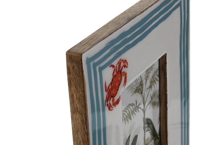 DKD Home Decor Marco de Foto 10x15 Mediterraneo Multicolor Mango y Cristal Lacado 25.5 x 20 cm (2 Unidades)