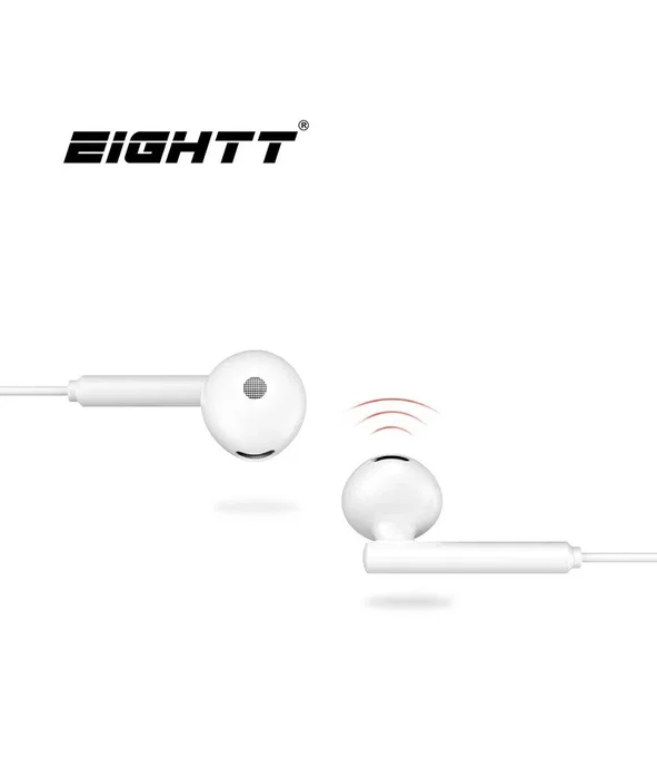 Eightt EAUR-HU Auriculares Intraaurales con Micrófono y Control de Volumen, Blanco