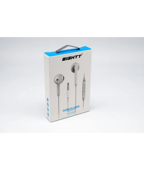 Eightt EAUR-HU Auriculares Intraaurales con Micrófono y Control de Volumen, Blanco