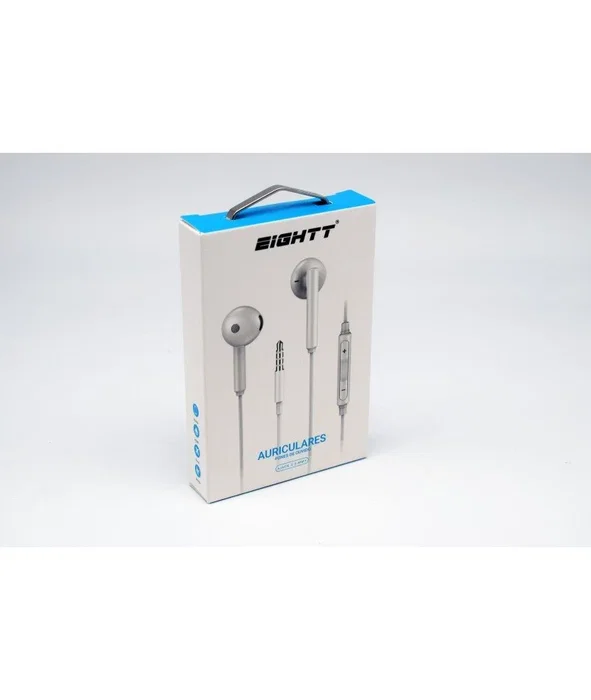 Eightt EAUR-HU Auriculares Intraaurales con Micrófono y Control de Volumen, Blanco