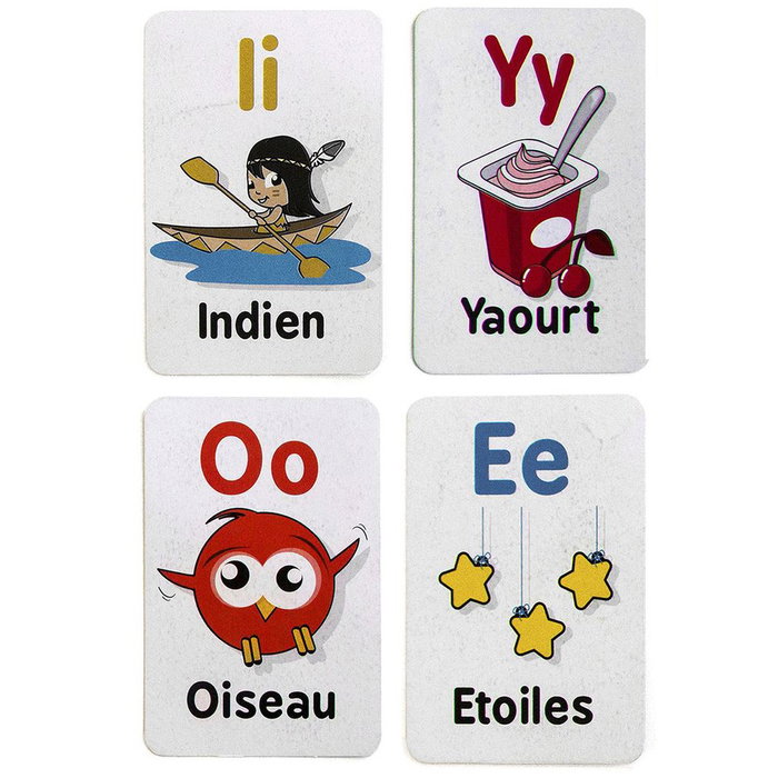Jeux 2 momes Cartas Educativas En Francés para Aprender el Alfabeto y Palabras 26 Cartas 10x2 cm h.16.5 cm