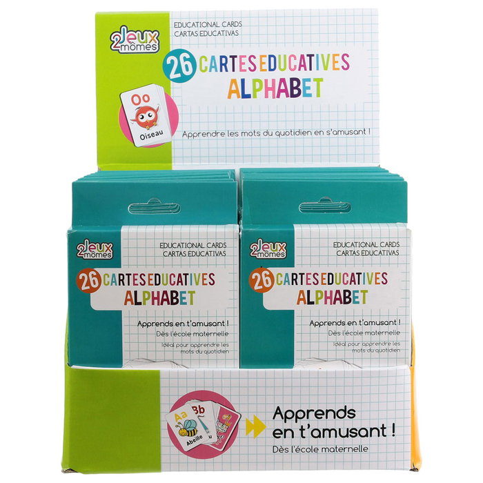 Jeux 2 momes Cartas Educativas En Francés para Aprender el Alfabeto y Palabras 26 Cartas 10x2 cm h.16.5 cm