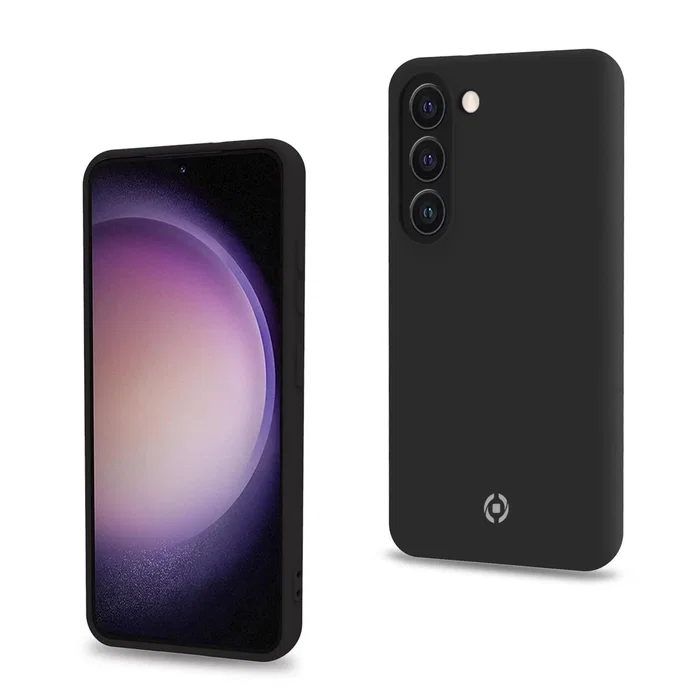 Celly CROMO Funda Protectora para Samsung Galaxy S23 5G (6.1") - Microfibra y TPU, Resistente a Golpes y Rayones - Negro