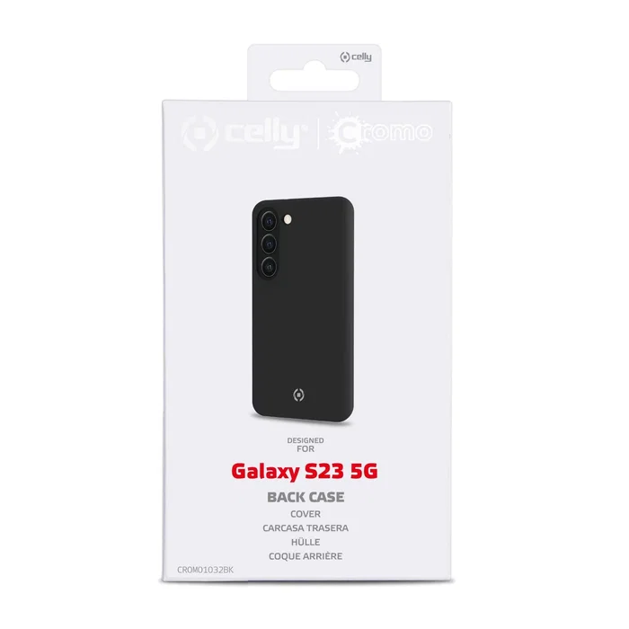 Celly CROMO Funda Protectora para Samsung Galaxy S23 5G (6.1") - Microfibra y TPU, Resistente a Golpes y Rayones - Negro