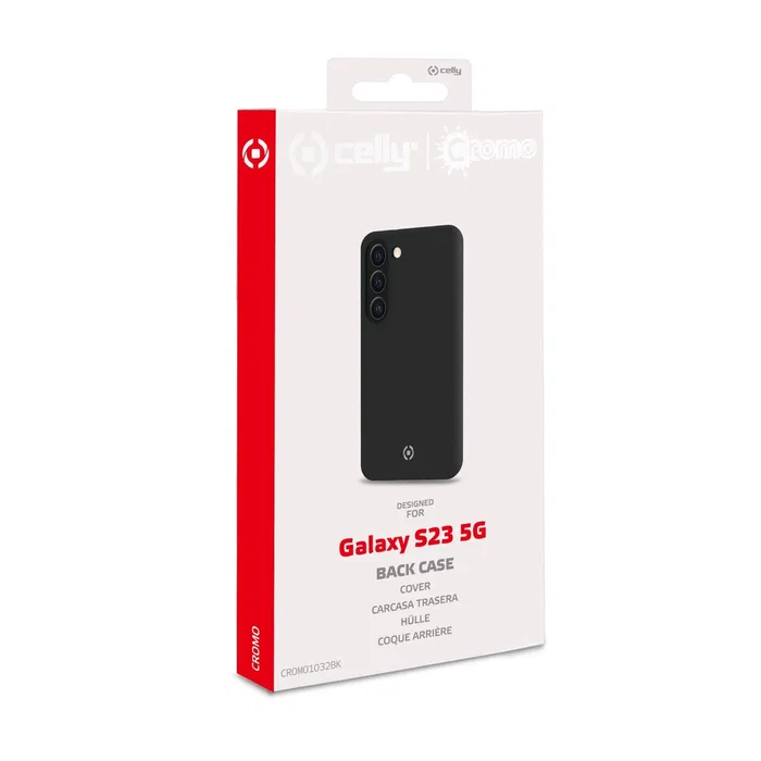 Celly CROMO Funda Protectora para Samsung Galaxy S23 5G (6.1") - Microfibra y TPU, Resistente a Golpes y Rayones - Negro