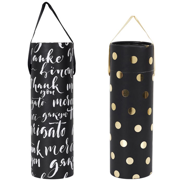 Party Time Caja Regalo Botella Party Time Modelos Surtidos Letras y Topos Medidas d.10 cm h.30.5 cm