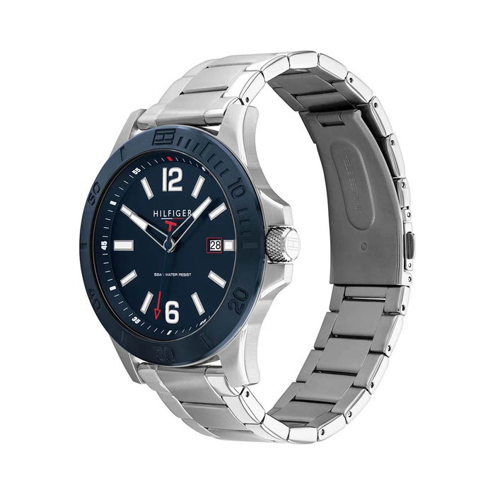 Tommy Hilfiger 1791994 Reloj Analógico Plateado con Esfera Azul