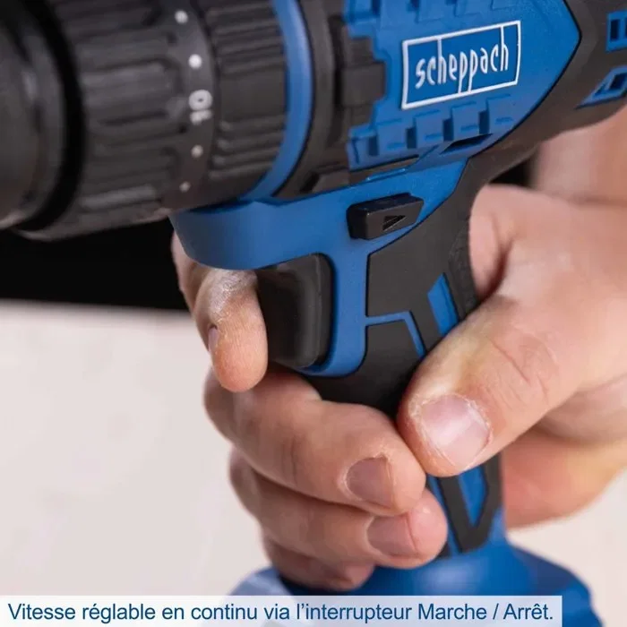 Scheppach BC-DD60-X Taladro Atornillador Inalámbrico 20V, Motor Brushless 60Nm, Portabrocas 13mm, Batería 2Ah y Cargador 2.4A