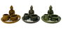DKD Home Decor Soporte Incienso Oriental Buda Cerámica Piedras Mostaza Gris 13 x 13 x 10 cm (8 Unidades)