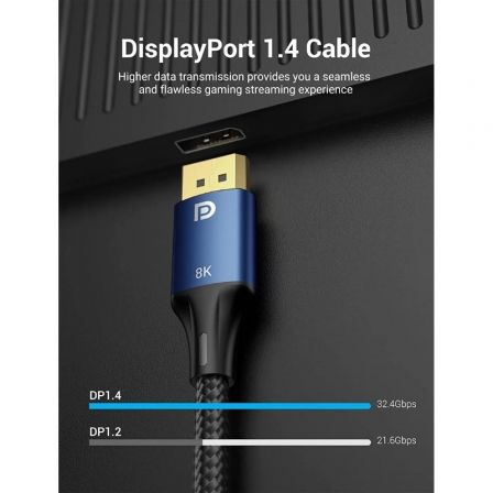 Vention HCELG Cable DisplayPort 1.4 8K Macho-Macho Trenzado de Nylon 1.5m Azul