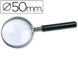 Q-connect Lupa de cristal con aro metálico y mango negro de 50 mm