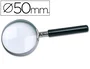 Q-connect Lupa de cristal con aro metálico y mango negro de 50 mm