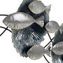 Mural Pared Peces Azul-Plata Metal 127,60 X 6,40 X 42,50 cm