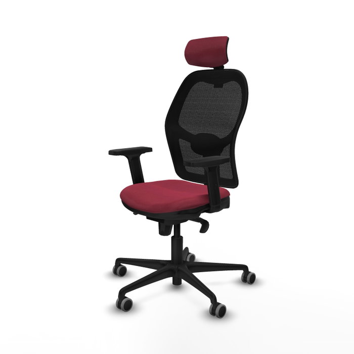 PIQUERAS Y CRESPO Silla de oficina Jorquera con mecanismo Sincro, Granate y Negro