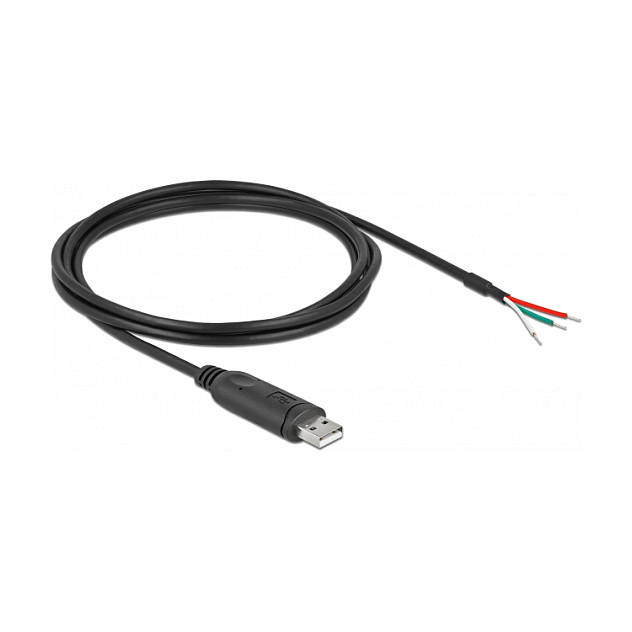 DeLOCK Cable adaptador USB 2.0 Tipo-A a serial RS-232 con 3 extremos de cable abiertos, 2 m