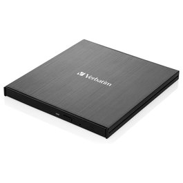 Verbatim 43886 - Grabador Externo CD/DVD USB-C Slimline, Negro, USB 3.2, DVD±RW, CD-R/RW, Para Ordenador Portátil y Sobremesa