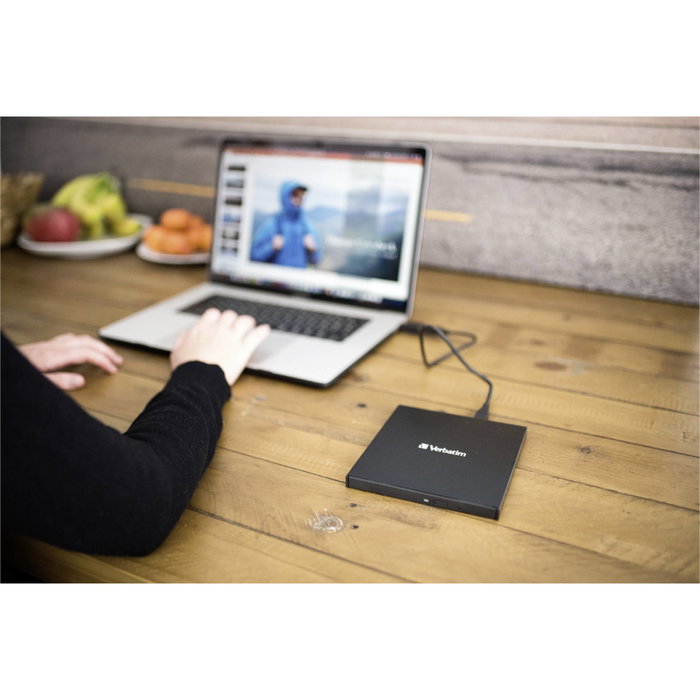 Verbatim Grabadora Externa Slim de CD/DVD 43886 con USB-C, Negro