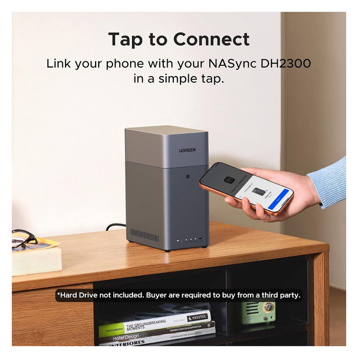 Ugreen NASync DH2300 NAS Sistema 2-Bay, Mini Torre, 4 GB RAM, Gris, Gigabit LAN, Compatible RAID, para Usuario Doméstico