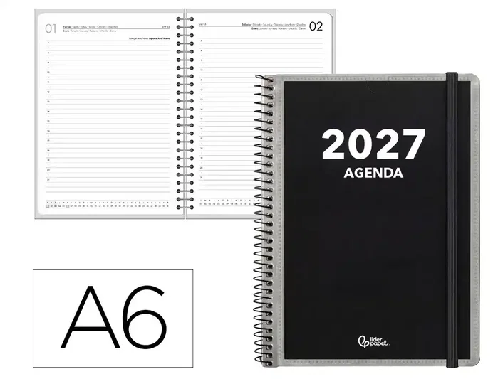 Liderpapel Agenda de oficina 2027 A6 día página bilingüe Liderpapel Agenda de oficina 2027 A6 día página bilingüe