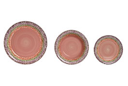 DKD Home Decor Set de Vajilla de 18 Piezas en Gres Rosa