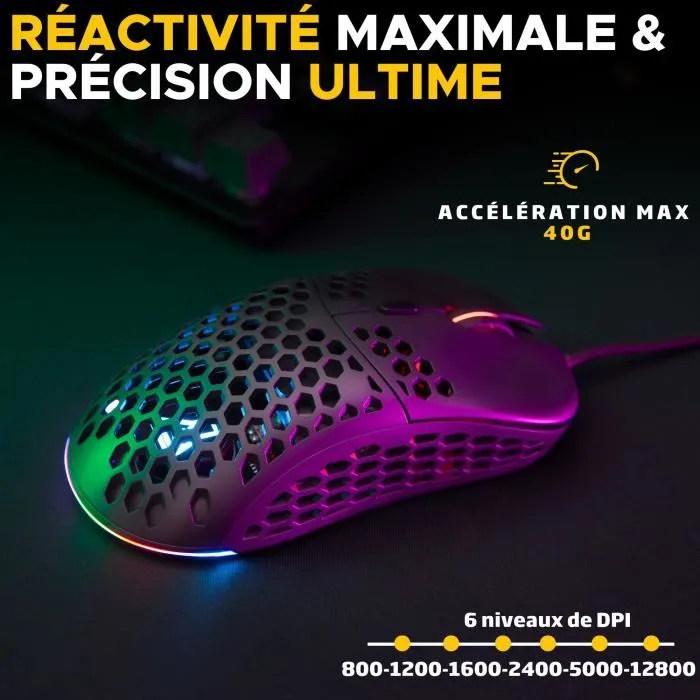 The G-Lab Kult-Oxygen Ratón Gaming RGB 12800 DPI Negro