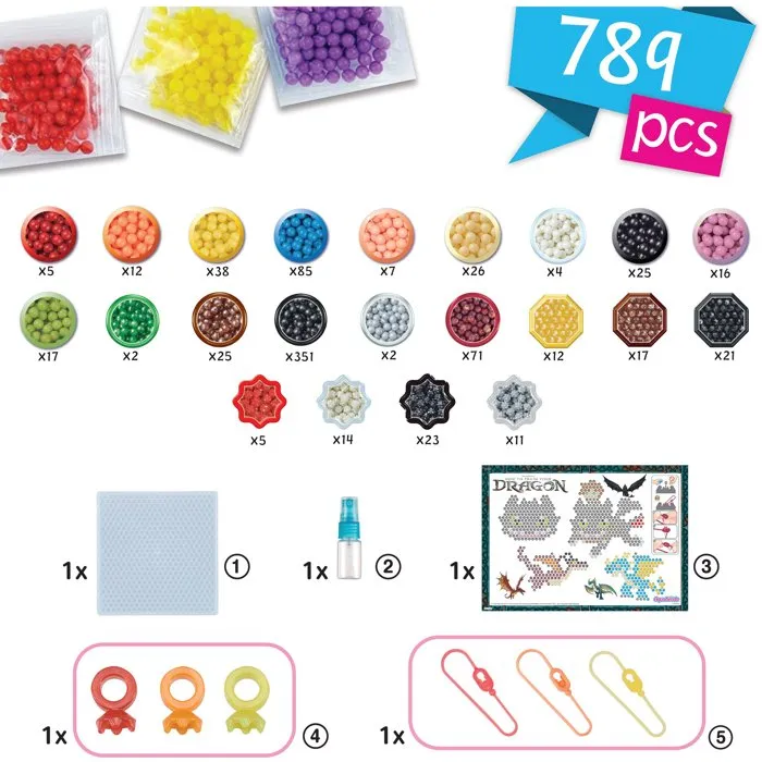 Aquabeads Kit Llaveros Dragons 3 35124 Manualidades con Cuentas Adhesivas