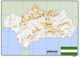 CUMIO Paquete de 50 mapas de Andalucía físico mudos