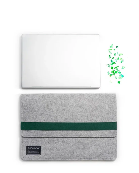 EKOMODO HR-004 - Maletín para Portátil y Tablet de 13" (33 cm), Universal, Verde Gris, Fabricado en Poliéster Reciclado, Funda Ecológica y Minimalista