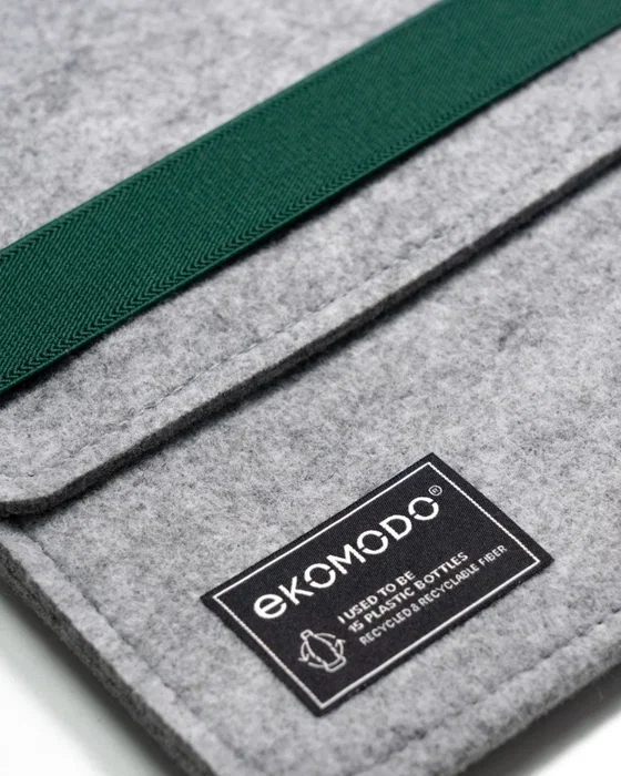 EKOMODO HR-004 - Maletín para Portátil y Tablet de 13" (33 cm), Universal, Verde Gris, Fabricado en Poliéster Reciclado, Funda Ecológica y Minimalista