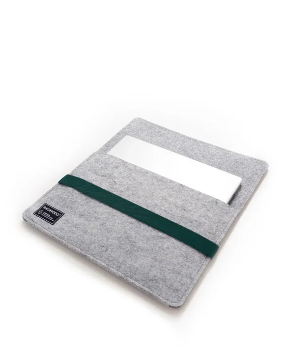 EKOMODO HR-004 - Maletín para Portátil y Tablet de 13" (33 cm), Universal, Verde Gris, Fabricado en Poliéster Reciclado, Funda Ecológica y Minimalista