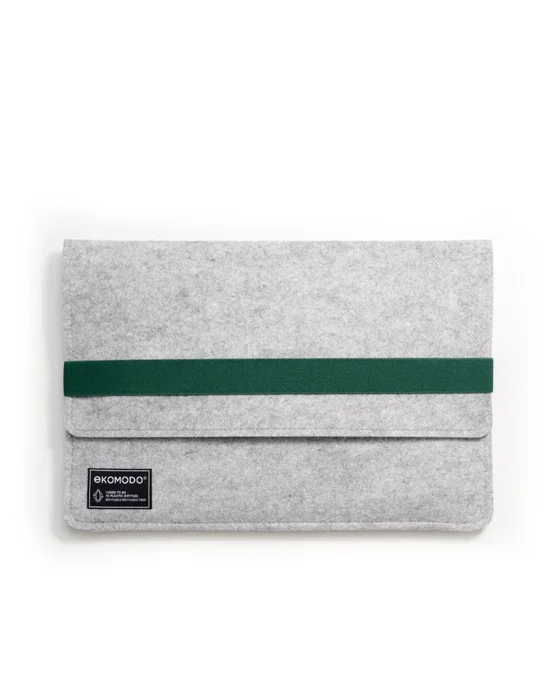 EKOMODO HR-004 - Maletín para Portátil y Tablet de 13" (33 cm), Universal, Verde Gris, Fabricado en Poliéster Reciclado, Funda Ecológica y Minimalista