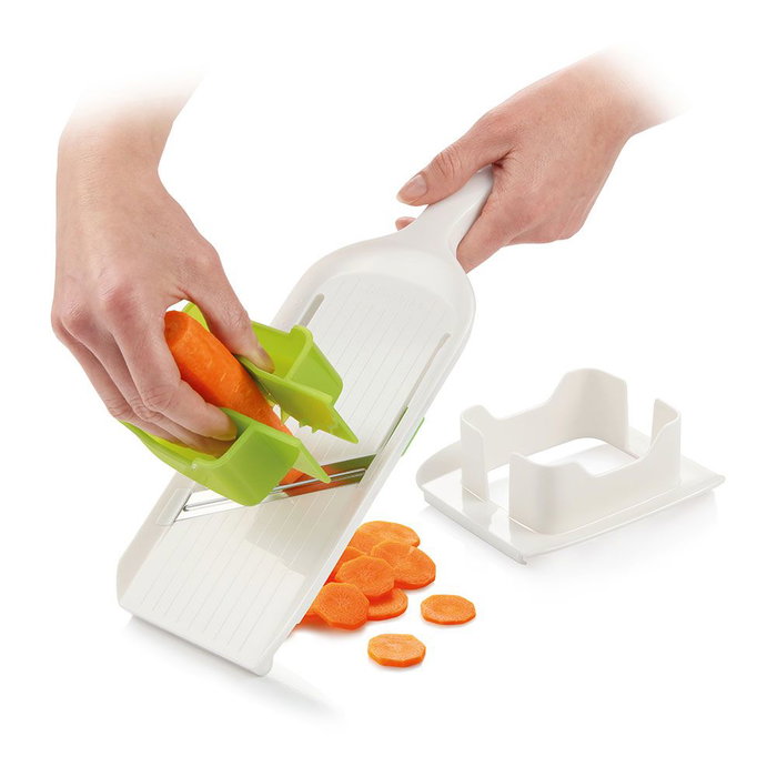 Tescoma Mandolina Handy con Soporte Multifunción y Hoja de Acero Inoxidable Ajustable