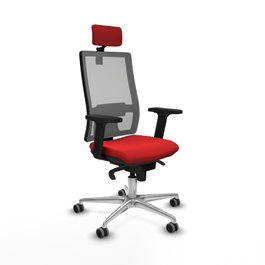 PIQUERAS Y CRESPO Silla de Oficina Horna con Mecanismo Sincro, Similpiel Rojo y Malla Gris