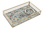 DKD Home Decor Bandeja de Cristal y Metal Surtida Beige y Verde 24x14x4 cm