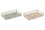 DKD Home Decor Bandeja de Cristal y Metal Surtida Beige y Verde 24x14x4 cm