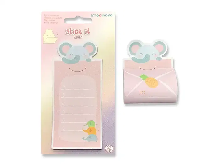 Imaginovo Bloc Notas Adhesivas con Mensaje Trasero Elefante 20 Hojas 85x164 mm