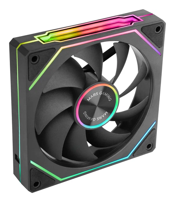 Mars Gaming MF-LINKFINITYKIT2 Kit de 3 Ventiladores ARGB 120mm para PC con Infinity Mirror, Sistema Magnético Linkfinity y Control PWM, Negro