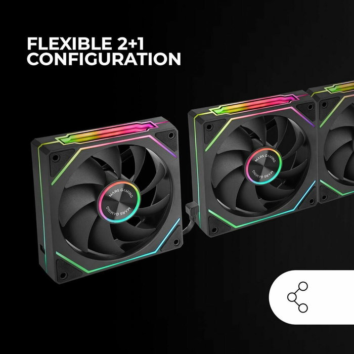 Mars Gaming Kit 3 Ventiladores MF-LINKFINITY2 ARGB 120mm Negro