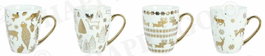 DKD Home Decor Set de 4 Tazas de Porcelana Negro 360ml