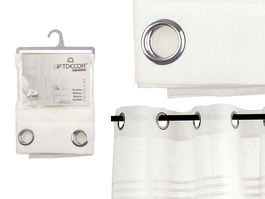 Giftdecor Cortina Rayas Plegadas Natural Blanco 140x260 cm (Set de 6)