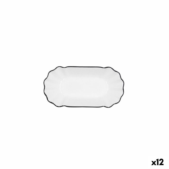 Quid Tapa Ración Porcelana Gastro Black Blanco y Negro 20,5x11x3,5 cm (12 Unidades) extra