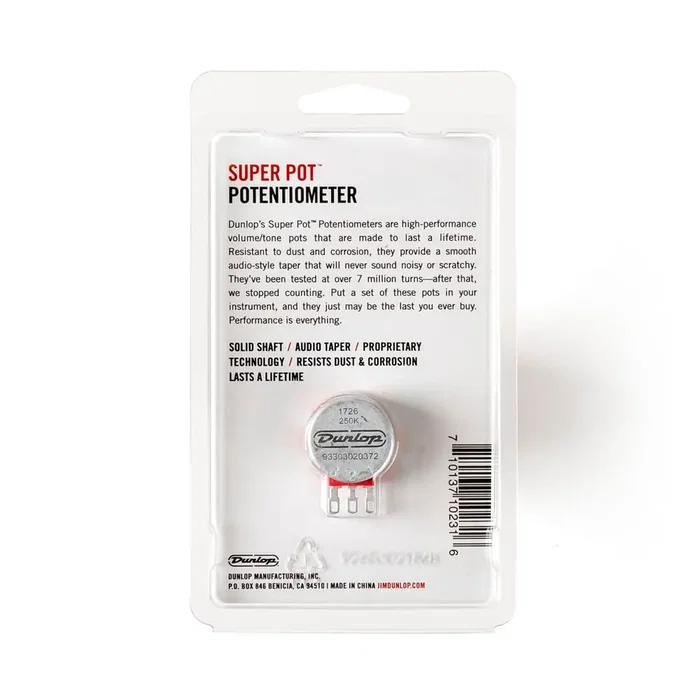 Dunlop Super Pot Potenciometro Split Shaft para Volumen/Tono - Larga Duración y Respuesta Suave