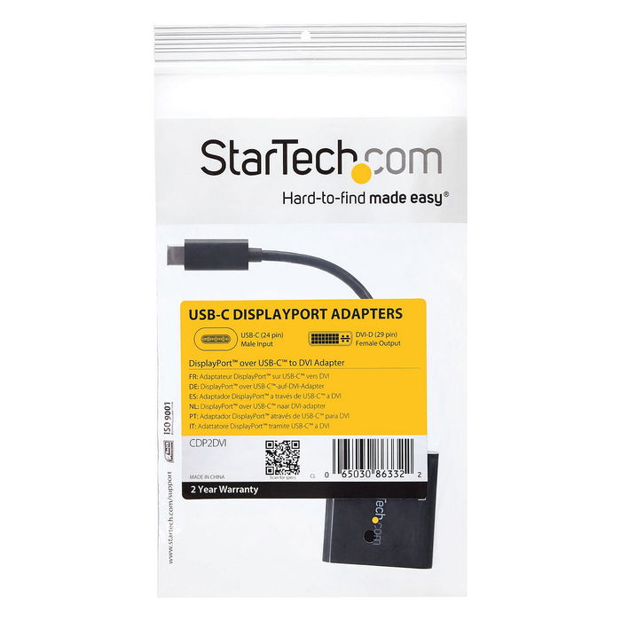 StarTech Adaptador USB-C a DVI-D CDP2DVIEC Negro - Conversor USB 3.2 Gen 2 para Monitor, 1920x1200, USB C Macho StarTech Adaptador USB-C a DVI-D CDP2DVIEC Negro - Conversor USB 3.2 Gen 2 para Monitor, 1920x1200, USB C Macho