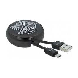 DeLOCK Cable Retráctil USB Tipo-A a USB Tipo-C Negro 0,92 m