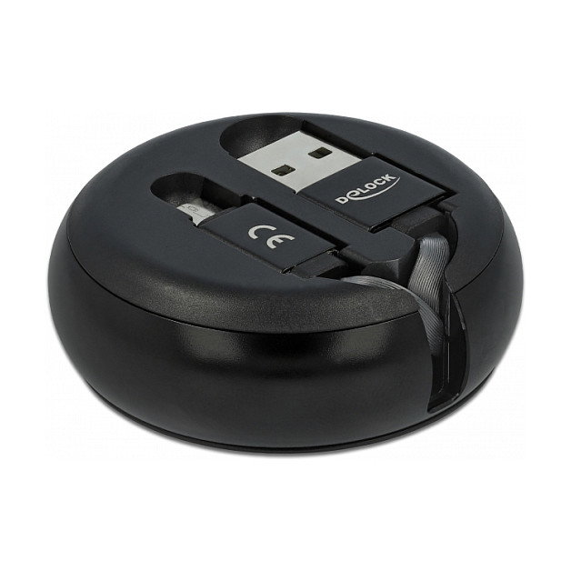 DeLOCK Cable Retráctil USB Tipo-A a USB Tipo-C Negro 0,92 m