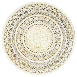 Home Deco Factory Mural Moldura Decoración Pared Madera Blanca Diámetro 60 cm Inspiración India