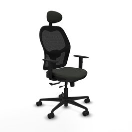 PIQUERAS Y CRESPO Silla de oficina Jorquera con mecanismo Sincro/Traslack y Cabecero Fijo, Negro