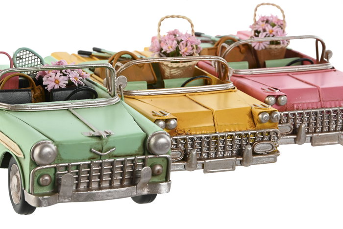 DKD Home Decor Decoración de Metal Coche Surtido de 3 Unidades