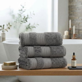 Mijölnir London Wash Toalla de Bambú Antracita - Suave y Absorbente, 60% Algodón / 40% Bambú, 685 gr/m², 30x50 cm