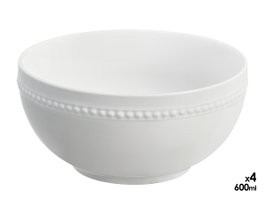 Vessia Set de 4 Bol Puntos, Bols para Sopa o Cereal, 600 ml, Porcelana Blanca, Dimensiones 18.5 x 15 x 15 cm (Set de 8)